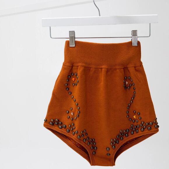 Understated Leather M/L Southern Charm Knit Micro Short Studded HighWaist Cheeky - Picture 1 of 11